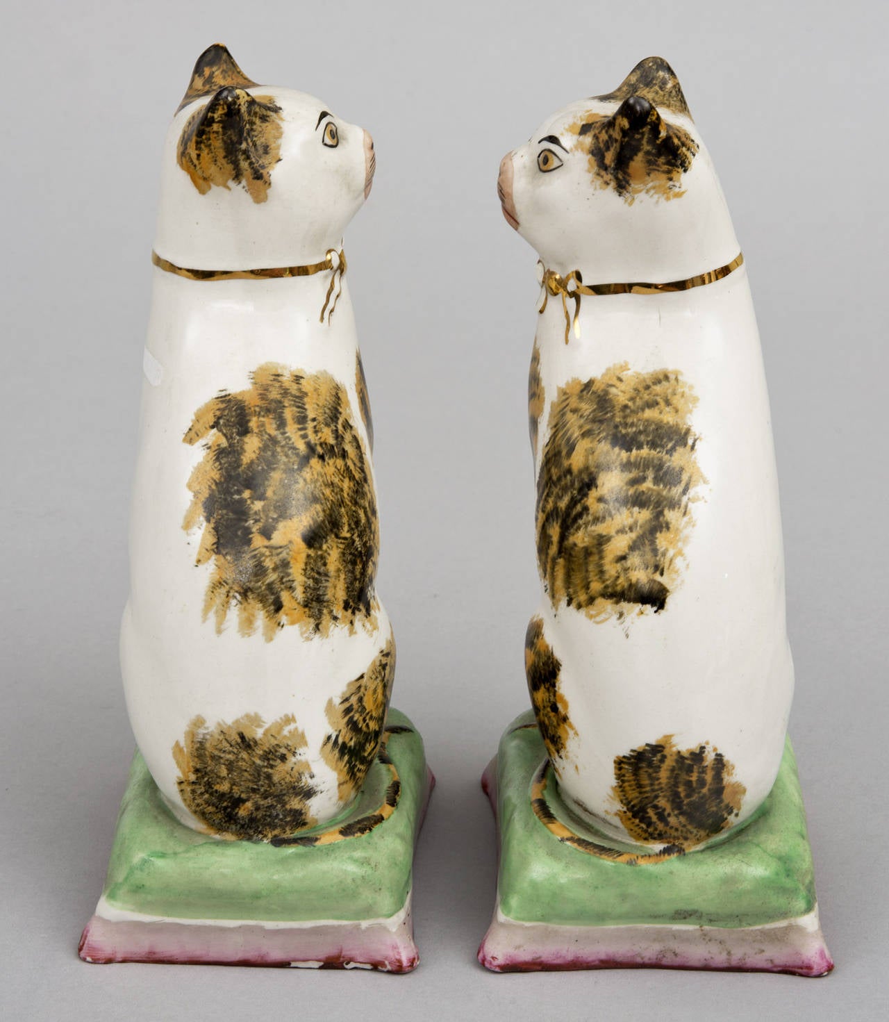 Glazed Pair Staffordshire Tabby Cats
