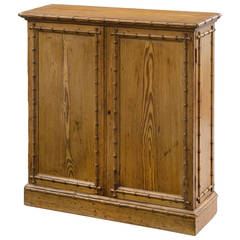 Pine English Antique Faux Bamboo Cabinet