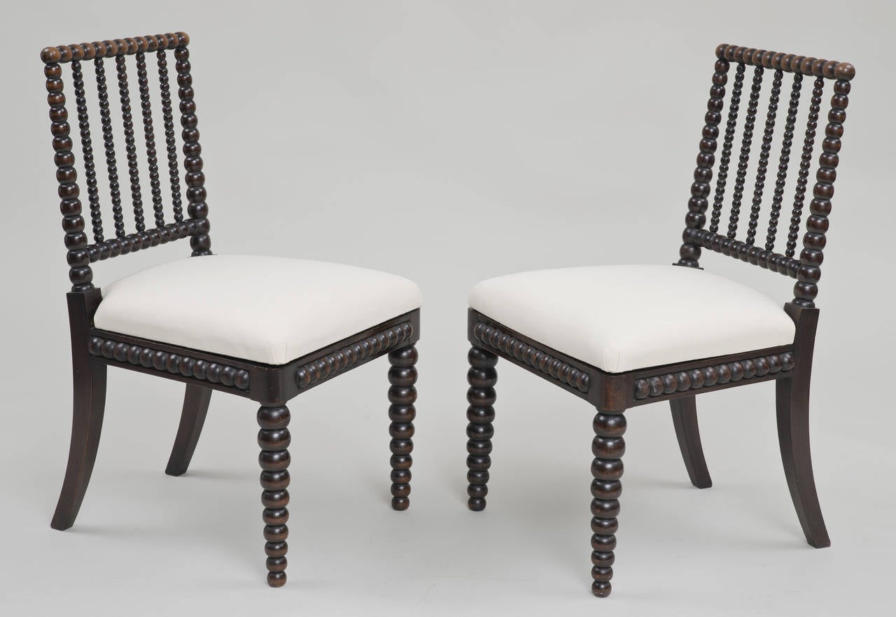 British Pair of Late Regency Bobbin-Turned Side Chairs, circa 1830