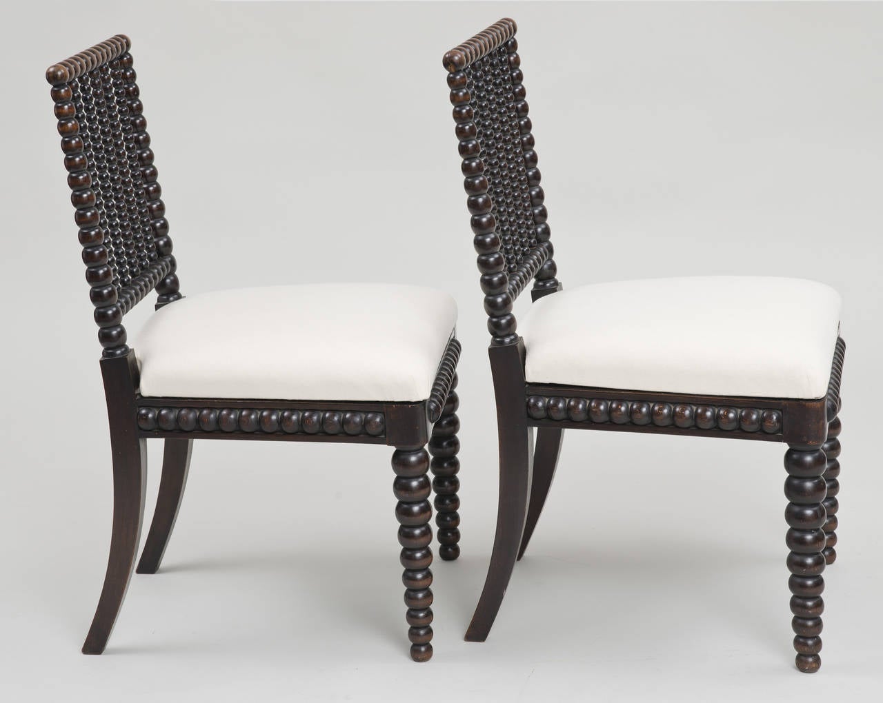 Ebonized Pair of Late Regency Bobbin-Turned Side Chairs, circa 1830