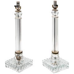 Pair of Baccarat Style Glass Lamps