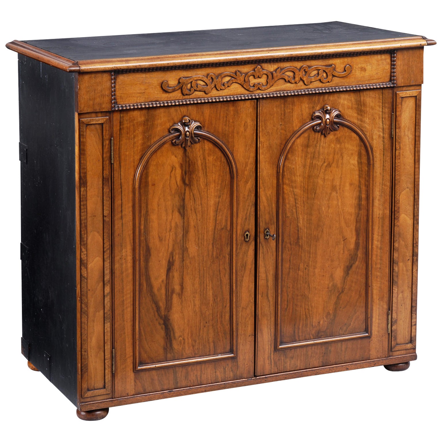 Irish Walnut Campaign Side Cabinet Labelled Ross & Co, Dublin, circa 1860 For Sale