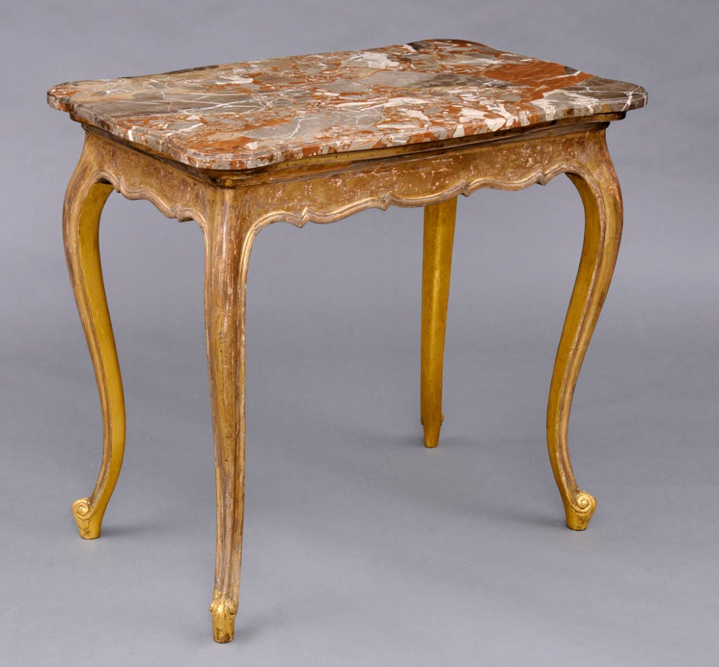 French Giltwood & Marble Pier Table