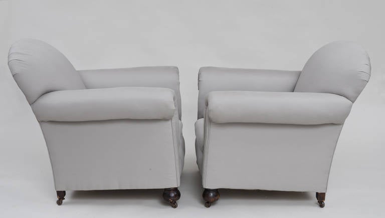 British Pair of English Club Chairs For Sale