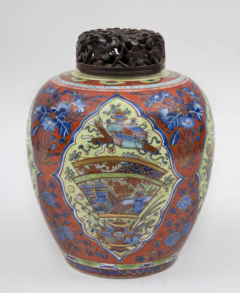 18th Century and Earlier Chinese Blue and White Clobbered Jar For Sale
