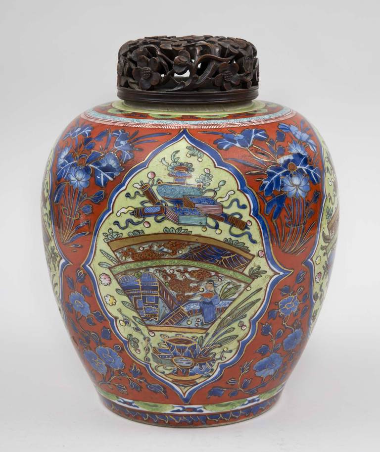 Chinese Blue and White Clobbered Jar For Sale 1