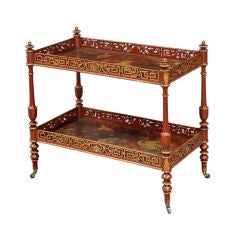 French Chinoiserie Red Lacauered Trolley