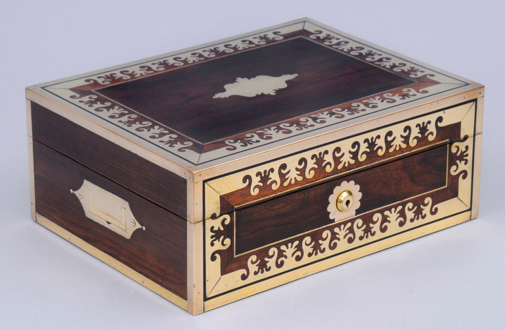 19th Century English Regency Rosewood Jewelry Box