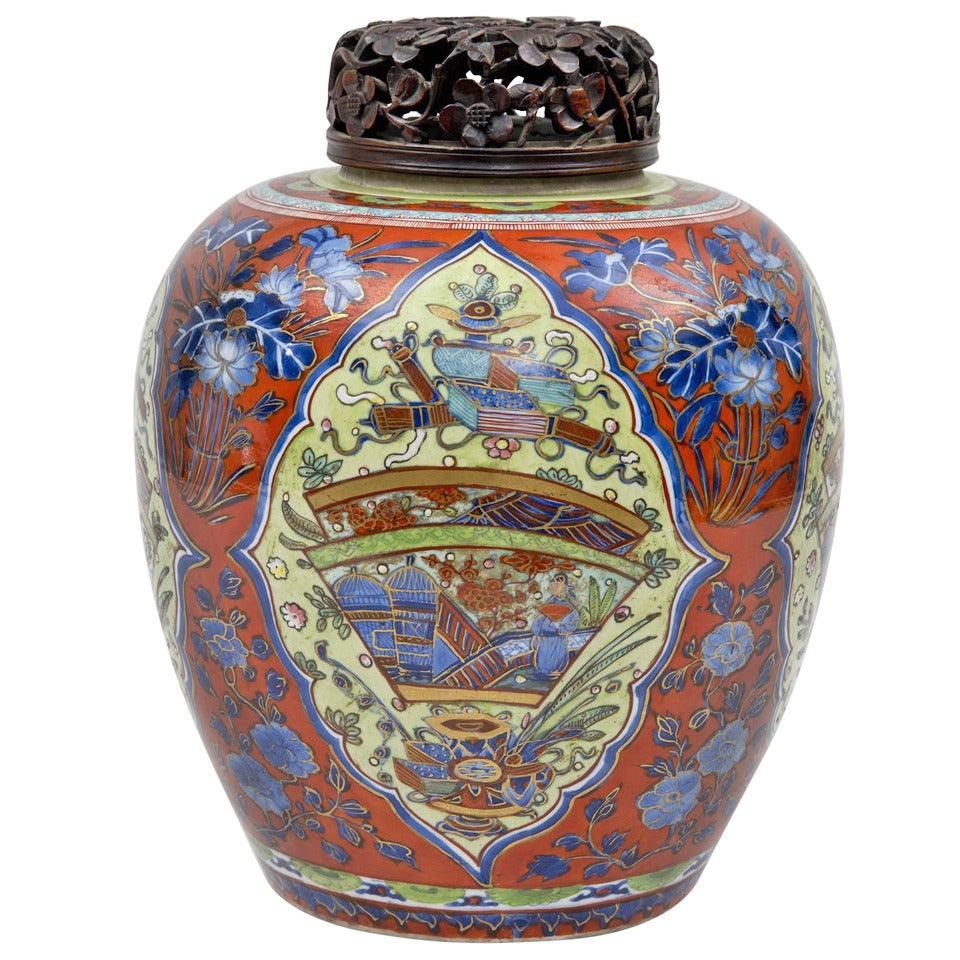Chinese Blue and White Clobbered Jar For Sale