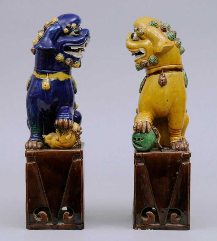 Porcelain Pair of Chinese Foo Dogs