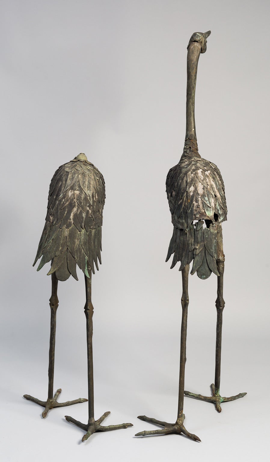 Pair of Meiji Period Japanese Cranes In Good Condition In Sheffield, MA