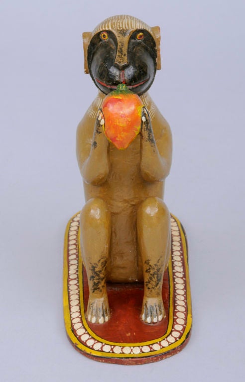 Folk Art Indian Polychromed Monkey For Sale