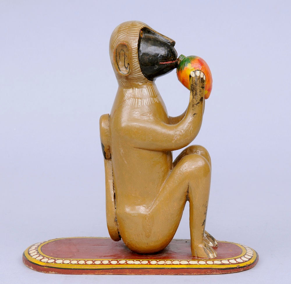 Indian Polychromed Monkey In Excellent Condition For Sale In Sheffield, MA