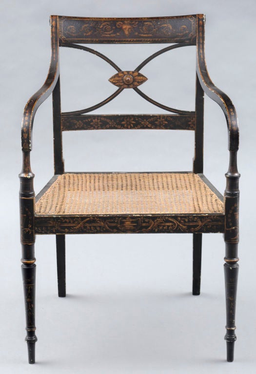 Gilt English Regency Lacquered Armchair