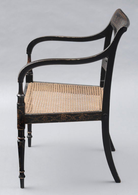 19th Century English Regency Lacquered Armchair