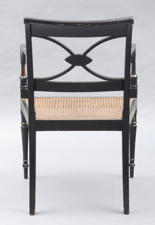 Beech English Regency Lacquered Armchair