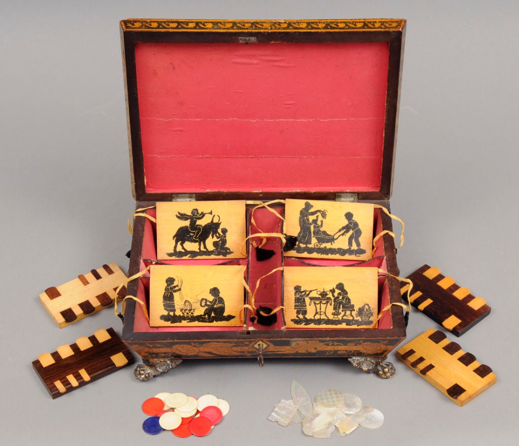 English Regency Penwork Games Box For Sale 3