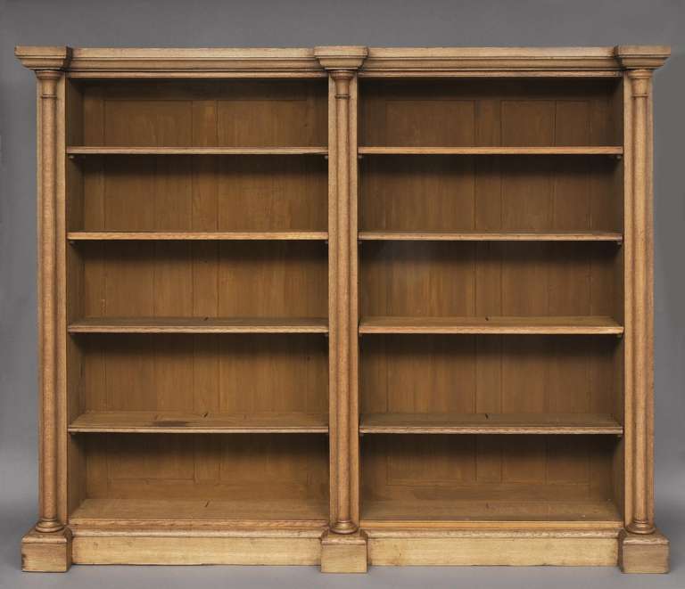 William III William IV Bleached Oak Library Open Bookcase, Circa 1830