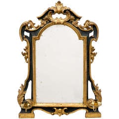Eighteenth Century Italian Green & Parcel Gilded Mirror