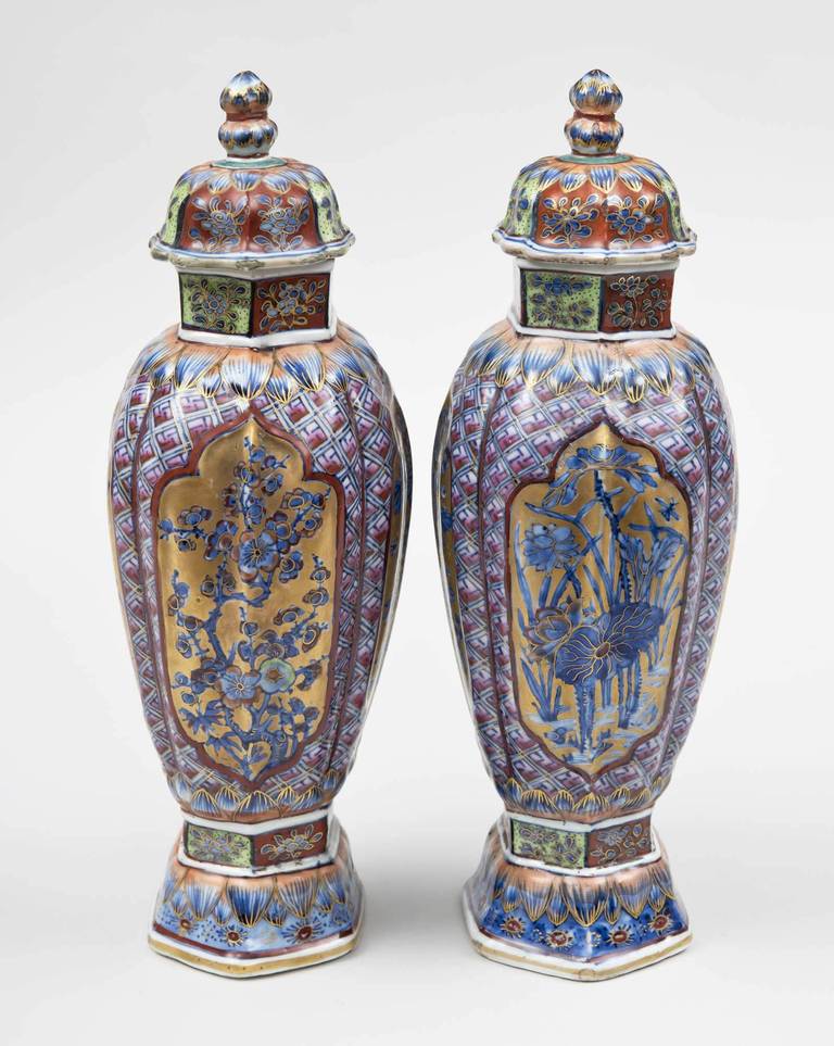 Porcelain Pair of Chinese Clobbered Vases, circa 1700 For Sale