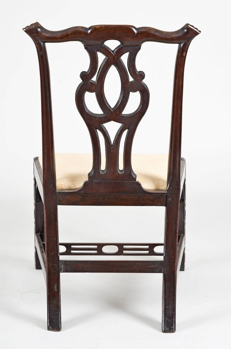 Georgian Chinese Chippendale Side Chair, circa 1760 In Excellent Condition For Sale In Sheffield, MA