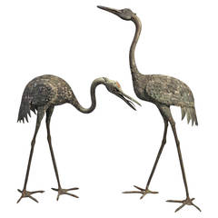 Pair of Meiji Period Japanese Cranes