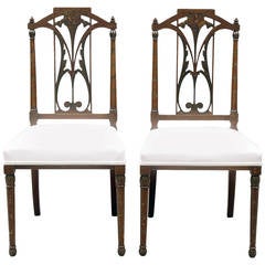 Pair English Antique Edwardian Side Chairs