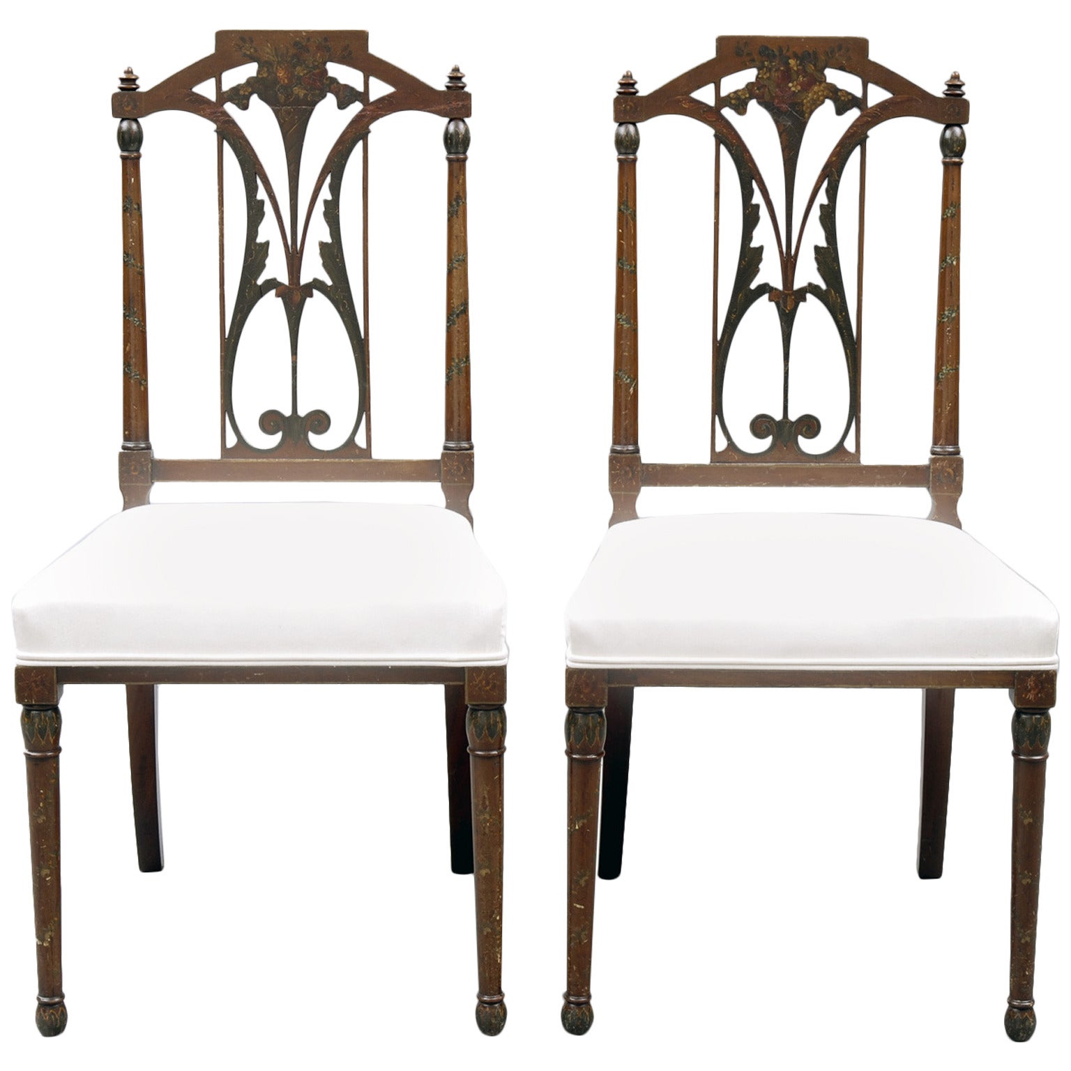 Pair English Antique Edwardian Side Chairs