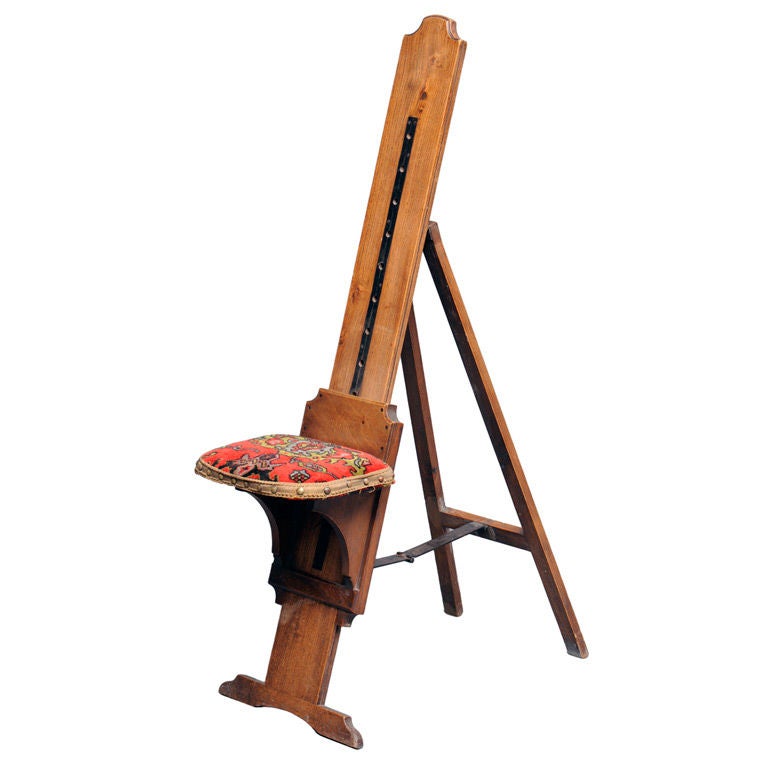English Oak Easel and Seat Combination For Sale