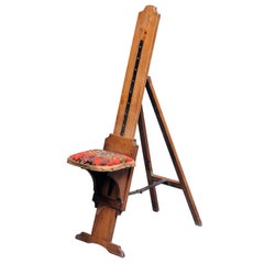 Antique English Oak Easel and Seat Combination
