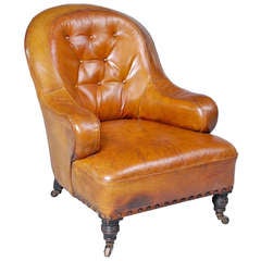 Early Victorian Leather Club Chair, Circa 1860