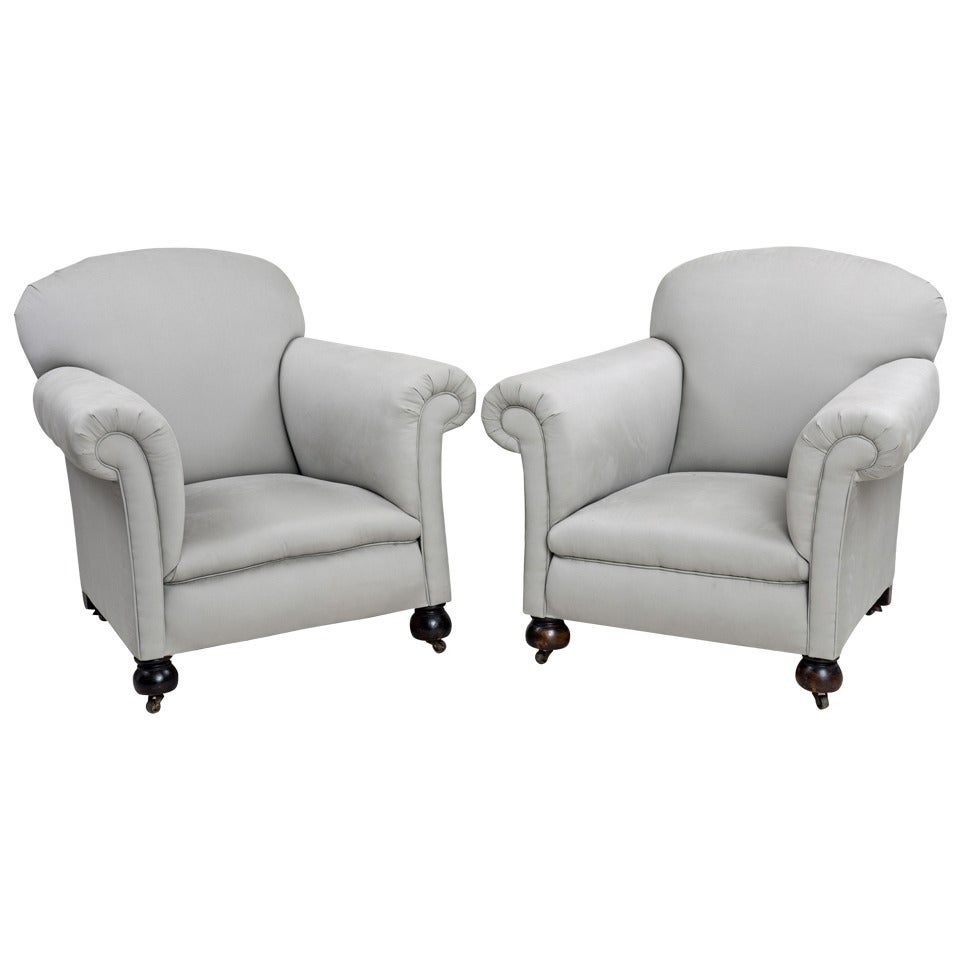 Pair of English Club Chairs For Sale