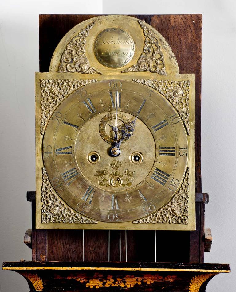18th Century and Earlier 18th Century Lacquered Tall Case Clock