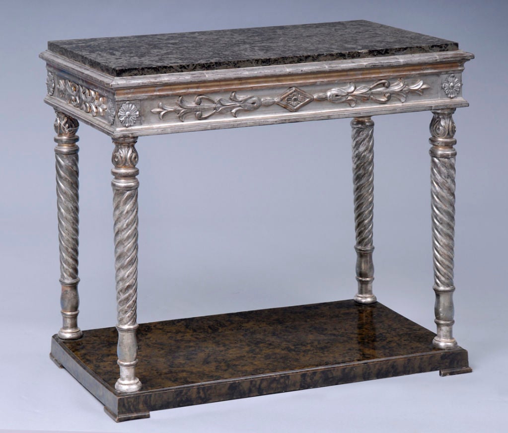 Swedish Silvered Console Table For Sale at 1stdibs