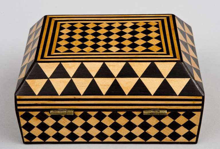 Antique Satinwood and Rosewood Parquetry Box, 18th Century In Excellent Condition For Sale In Sheffield, MA