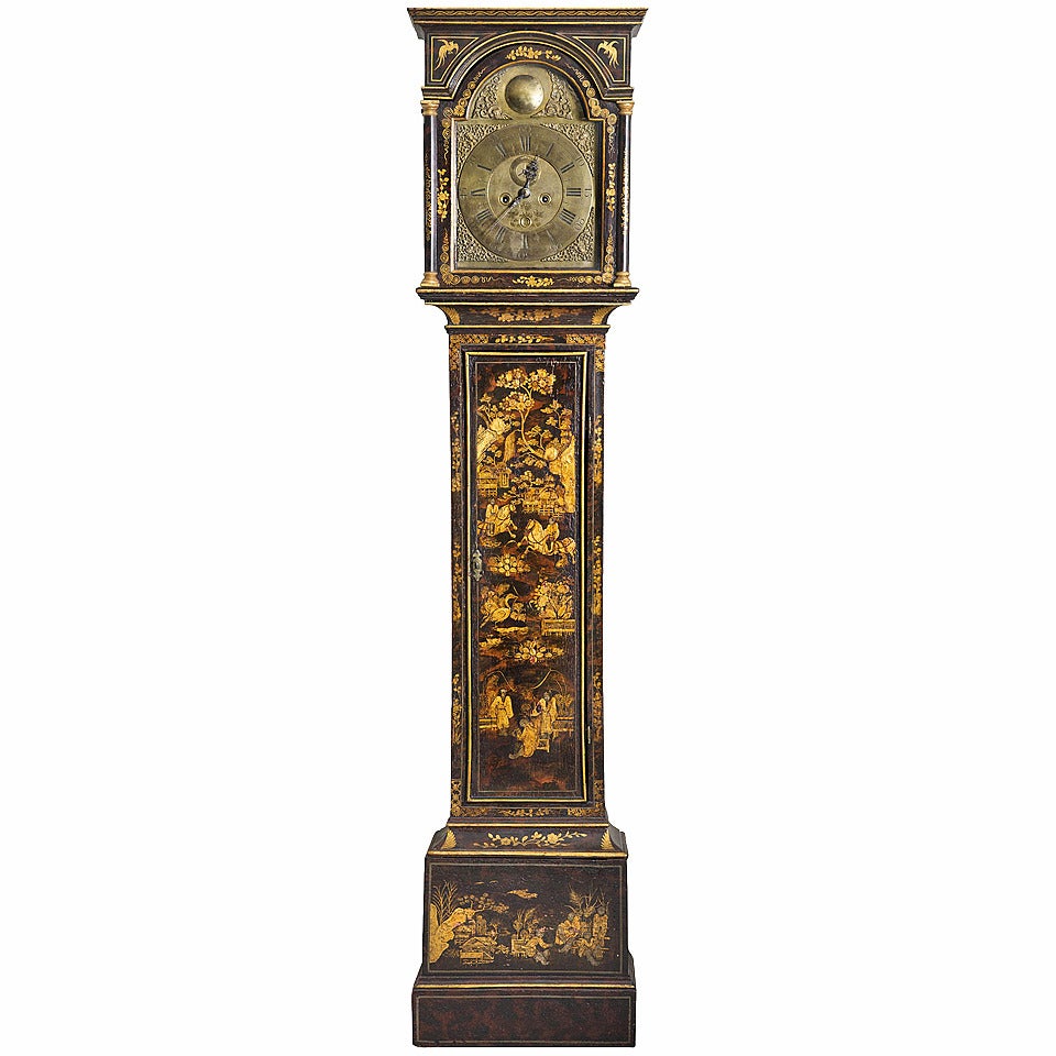 18th Century Lacquered Tall Case Clock