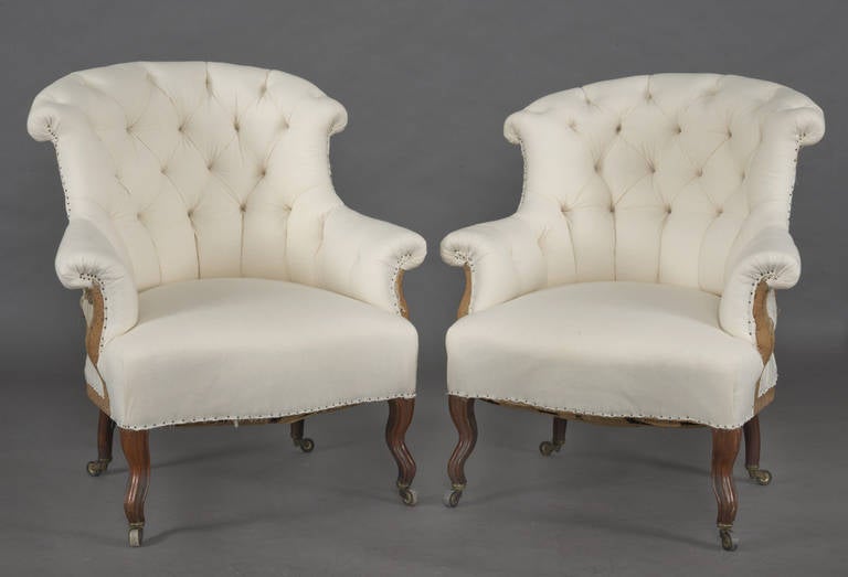 Pair of French Napoleon III Armchairs, circa 1860