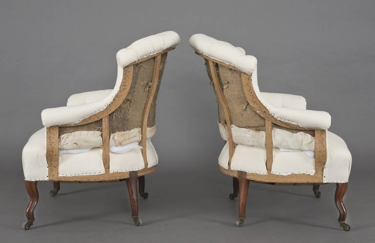 19th Century Pair of French Napoleon III Armchairs, circa 1860 For Sale