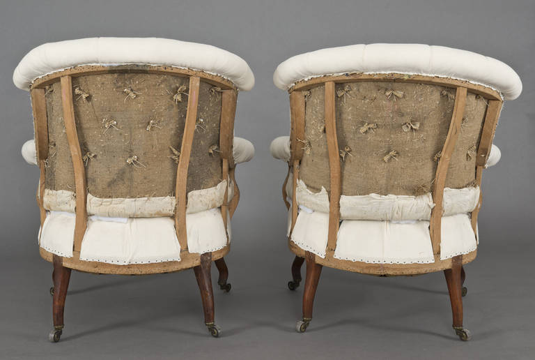 Mahogany Pair of French Napoleon III Armchairs, circa 1860 For Sale
