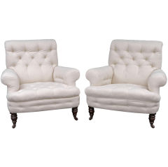 Pair English Club Chairs