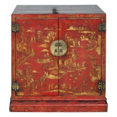 Red Lacquered Chinese Cabinet