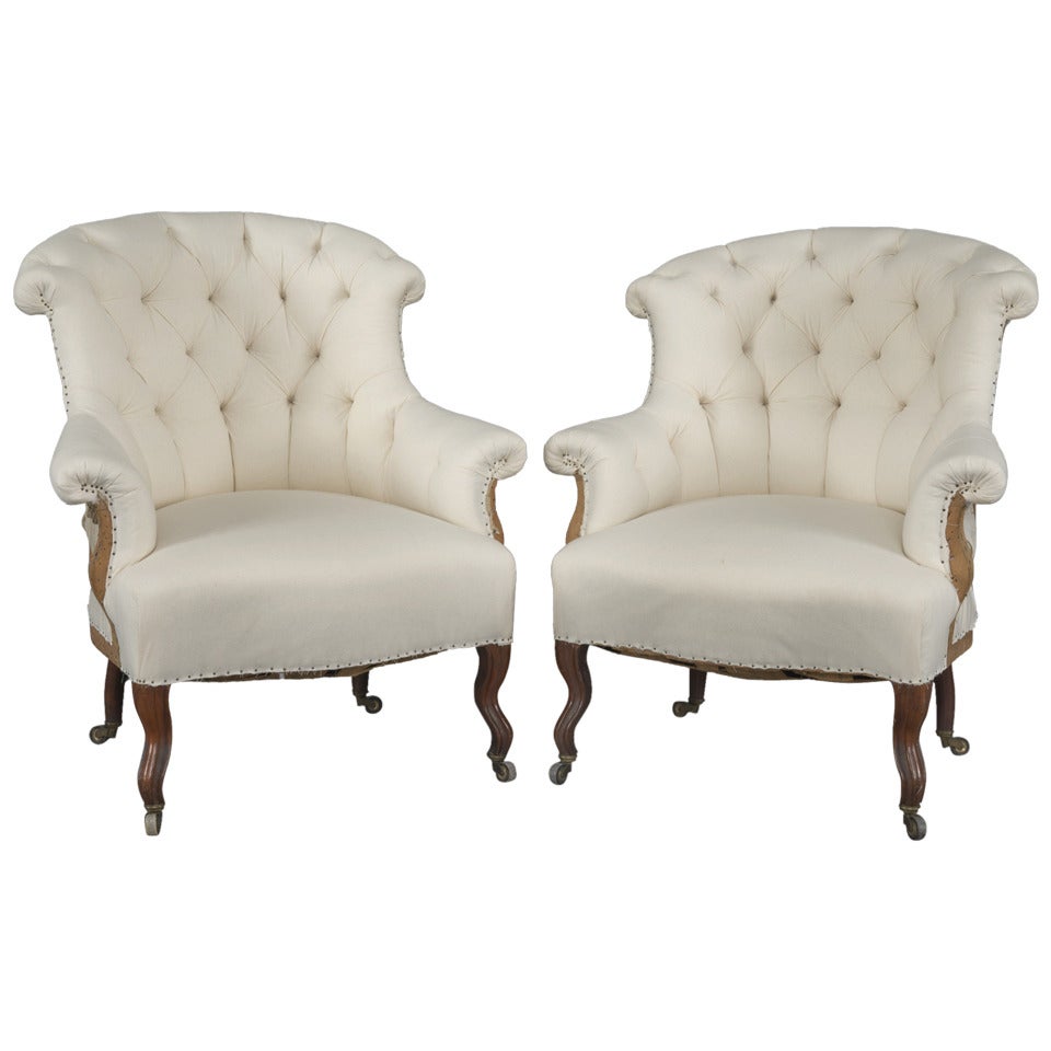 Pair of French Napoleon III Armchairs, circa 1860 For Sale