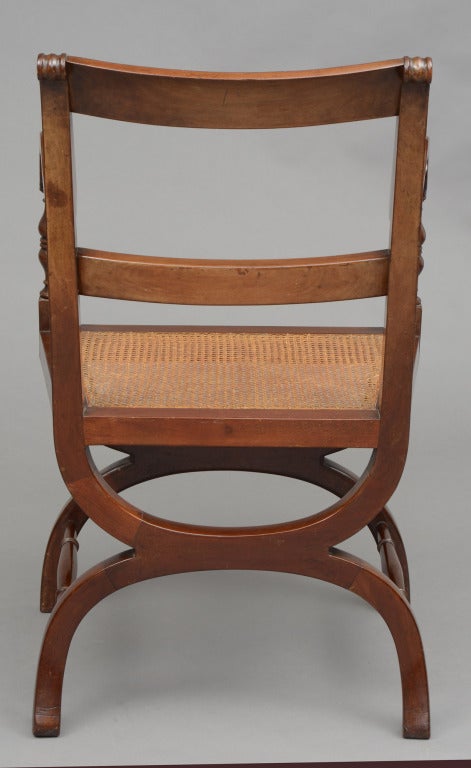 English Carved X-Frame Armchair For Sale 1