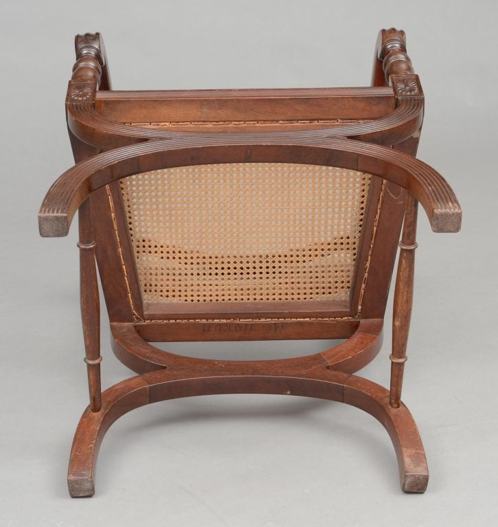 English Carved X-Frame Armchair For Sale 2