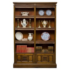English Victorian Walnut Open Bookcase