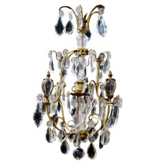 Small French Bronze & Crystal Chandelier