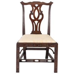 Antique Georgian Chinese Chippendale Side Chair, circa 1760