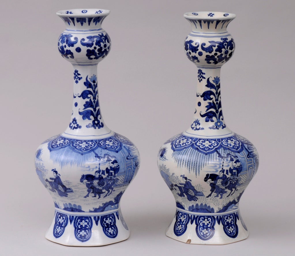 19th Century Dutch Pair of Delft Vases For Sale