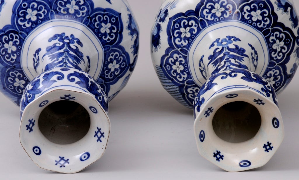 Pottery Dutch Pair of Delft Vases For Sale