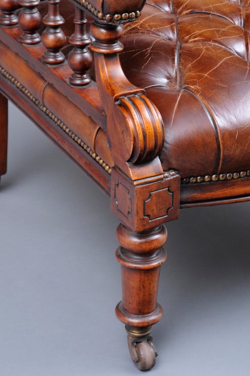 Mahogany English Antique Library Armchair For Sale